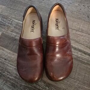 Alegria Keli Professional Clogs Womens 38 8/8.5 Brown Leather Slip On Shoes